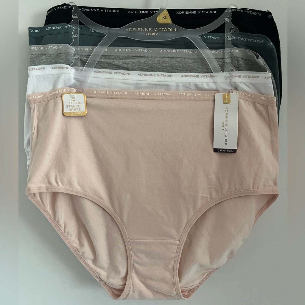 Adrienne Vittadini 95%Cotton/5% Spandex Tag Free 5pc Full Coverage Underwear Set
